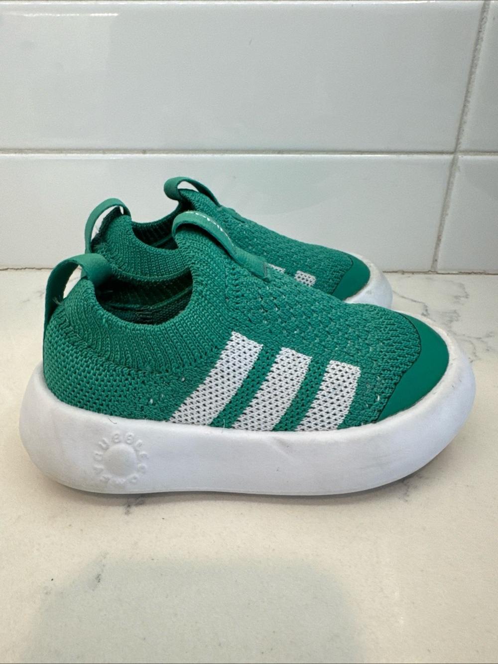 Adidas Bubble Comfy Green Pull On Sneakers Infant Knit Soft Shoe
